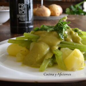 receta de borraja con patata y crema de judías verdes